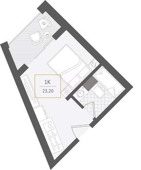 1-к квартира, вторичка, 23м2, 9/10 этаж