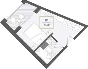 1-к квартира, вторичка, 23м2, 4/10 этаж