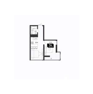 1-к квартира, вторичка, 39м2, 3/19 этаж