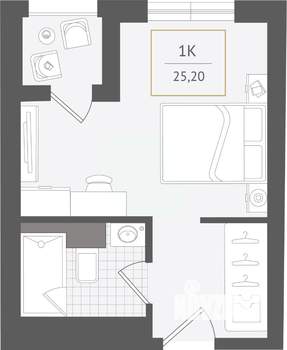 1-к квартира, вторичка, 25м2, 10/10 этаж