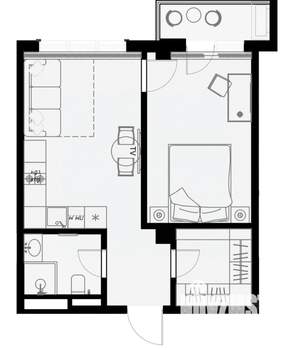 1-к квартира, вторичка, 45м2, 2/7 этаж