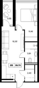 2-к квартира, вторичка, 40м2, 6/16 этаж