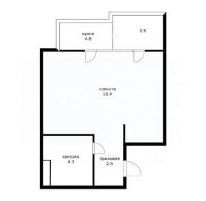 Студия квартира, вторичка, 37м2, 4/16 этаж