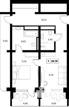 2-к квартира, вторичка, 67м2, 16/16 этаж