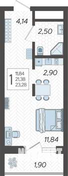 Студия квартира, вторичка, 23м2, 6/19 этаж