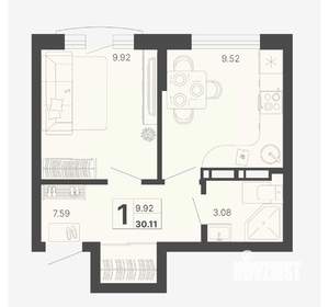 1-к квартира, вторичка, 30м2, 12/20 этаж