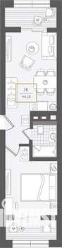 2-к квартира, вторичка, 44м2, 2/10 этаж