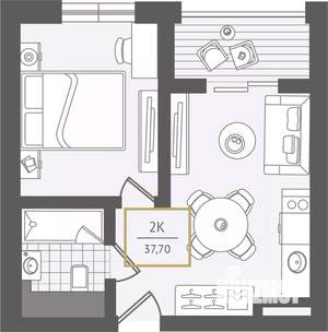 2-к квартира, вторичка, 38м2, 4/10 этаж