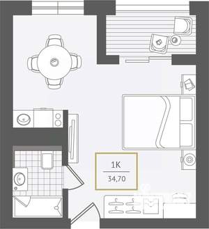 1-к квартира, вторичка, 35м2, 3/10 этаж