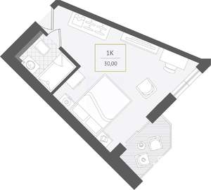 1-к квартира, вторичка, 30м2, 5/10 этаж