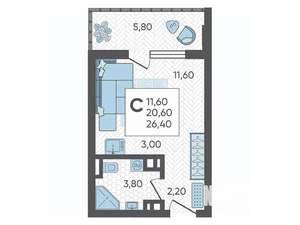 Студия квартира, вторичка, 26м2, 8/10 этаж