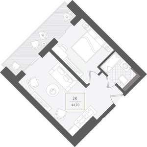 2-к квартира, вторичка, 45м2, 4/10 этаж