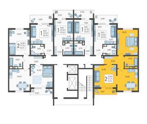 2-к квартира, строящийся дом, 62м2, 10/10 этаж