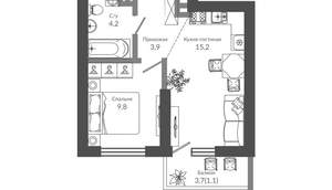 1-к квартира, вторичка, 34м2, 5/12 этаж