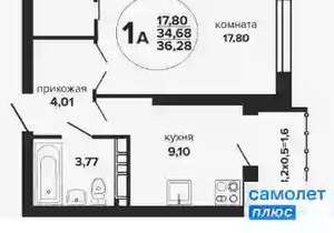1-к квартира, вторичка, 36м2, 10/24 этаж