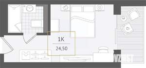 1-к квартира, вторичка, 25м2, 10/10 этаж