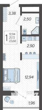 Студия квартира, строящийся дом, 24м2, 13/19 этаж