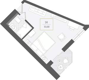 1-к квартира, вторичка, 30м2, 4/10 этаж