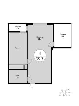1-к квартира, вторичка, 31м2, 8/12 этаж