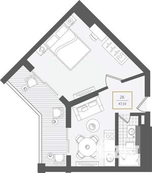2-к квартира, вторичка, 48м2, 6/10 этаж