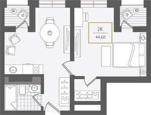 2-к квартира, вторичка, 45м2, 3/10 этаж