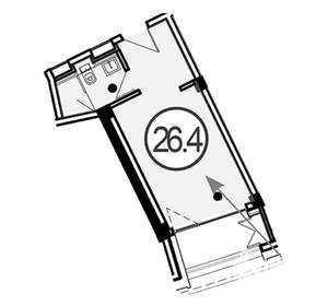 Студия квартира, вторичка, 26м2, 2/4 этаж