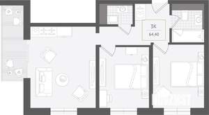 3-к квартира, вторичка, 64м2, 4/10 этаж