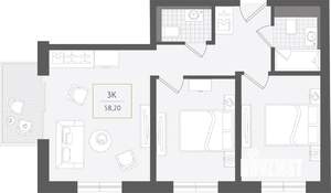 3-к квартира, вторичка, 58м2, 2/10 этаж