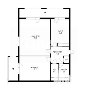 2-к квартира, вторичка, 60м2, 3/12 этаж