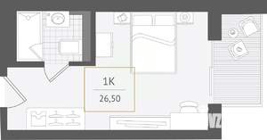 1-к квартира, вторичка, 27м2, 5/10 этаж