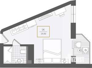 1-к квартира, вторичка, 30м2, 6/10 этаж