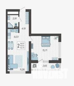 1-к квартира, вторичка, 42м2, 8/20 этаж