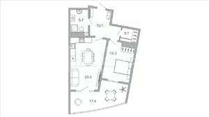 1-к квартира, вторичка, 74м2, 2/20 этаж