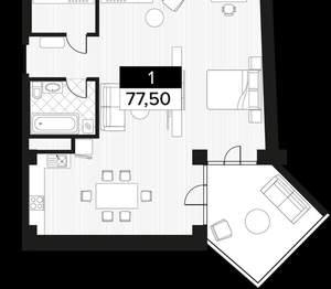 2-к квартира, вторичка, 78м2, 8/14 этаж
