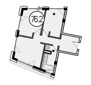2-к квартира, вторичка, 76м2, 1/4 этаж