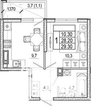 1-к квартира, вторичка, 29м2, 8/17 этаж