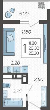 Студия квартира, строящийся дом, 25м2, 9/10 этаж