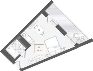 1-к квартира, вторичка, 35м2, 9/10 этаж