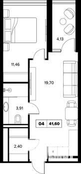 2-к квартира, вторичка, 42м2, 6/16 этаж