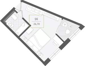 1-к квартира, вторичка, 27м2, 2/10 этаж