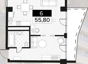 2-к квартира, вторичка, 56м2, 5/14 этаж