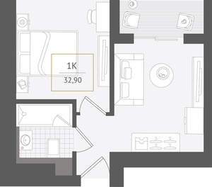 1-к квартира, вторичка, 33м2, 7/10 этаж