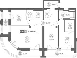 4-к квартира, вторичка, 150м2, 2/8 этаж