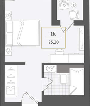 1-к квартира, вторичка, 25м2, 8/10 этаж