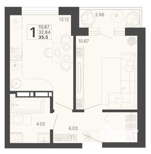 1-к квартира, вторичка, 34м2, 8/20 этаж
