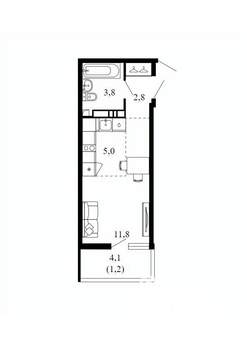 Студия квартира, вторичка, 25м2, 14/17 этаж