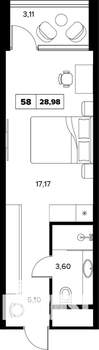 1-к квартира, строящийся дом, 29м2, 8/16 этаж
