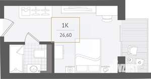 1-к квартира, вторичка, 27м2, 8/10 этаж