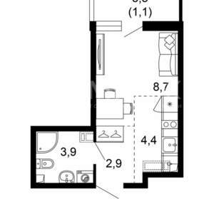 1-к квартира, вторичка, 21м2, 2/17 этаж