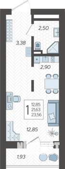 Студия квартира, строящийся дом, 24м2, 2/19 этаж